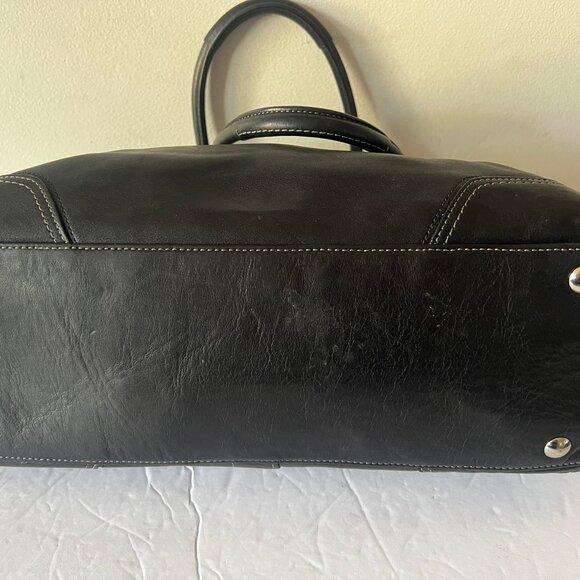 Y2K COACH VINTAGE HAMPTON LEATHER SATCHEL BLACK - Picture 6 of 10